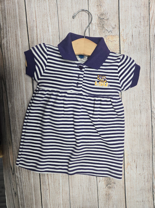 Short Sleeve LSU Stripe Dress