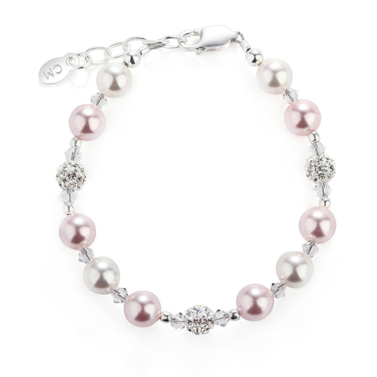 Brandi Sterling Silver Pink Pearl Baby or Child's Bracelet: Small 0-12m