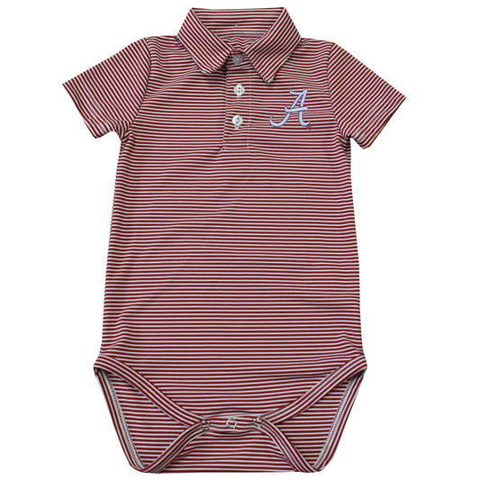 Alabama Crimson Tide EmbroidePencil Stripe Polo Onesie