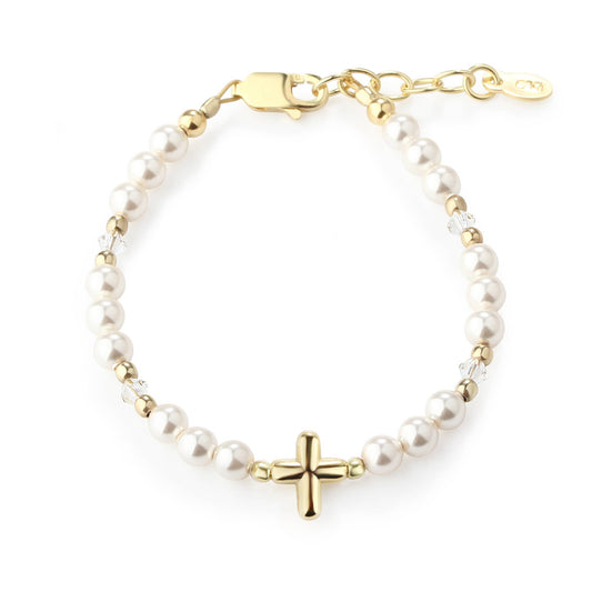 Eve Gold-Plated Baby Cross Bracelet Baptism & Communion Gift: Small 0-12m