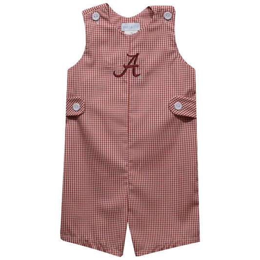 Alabama Crimson Tide Red Gingham Embroidered Romper
