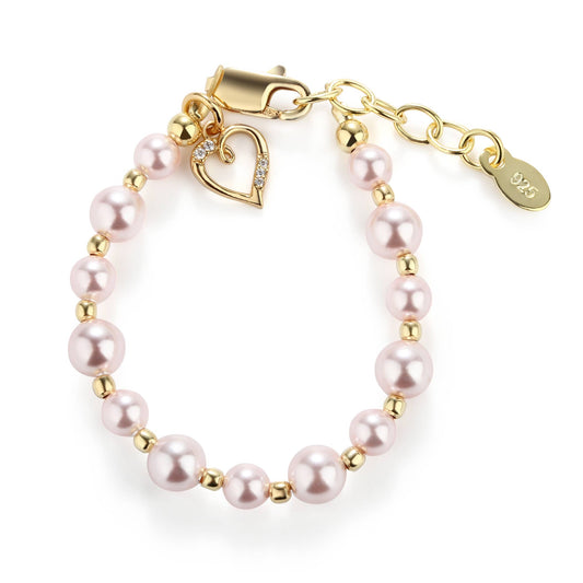 Larkin Gold-Plated Pink Pearl Baby Heart Bracelet Kids Jewelry