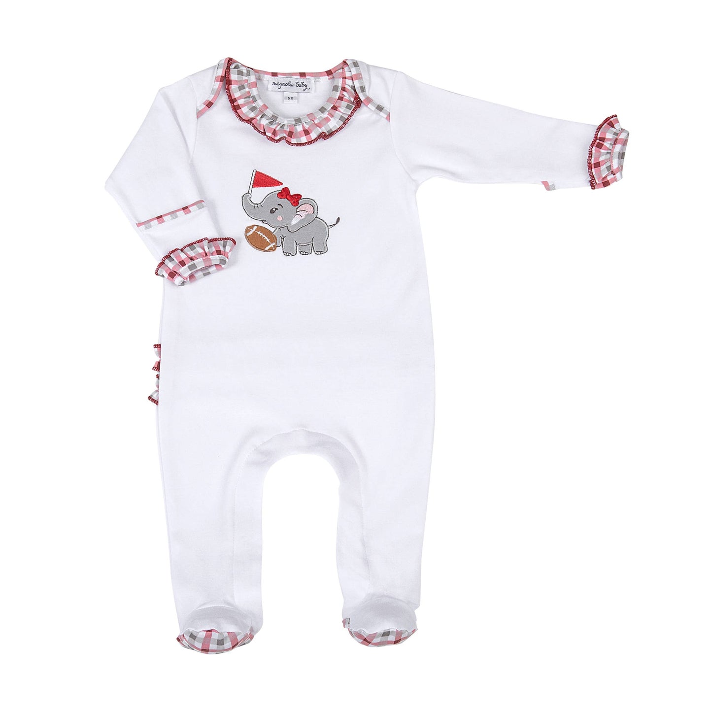 Crimson Tide Applique Crimson Ruffle Lap Footie