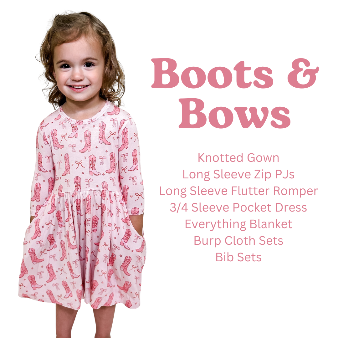 Cowgirl Boots & Bows - Convertible Zip PJs w/ Ruffles