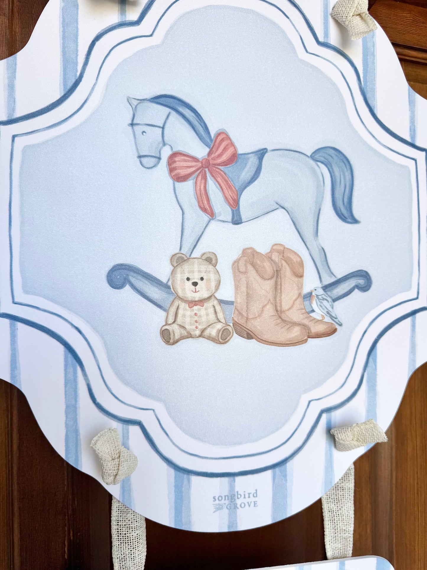 Baby Boy Rocking Horse Hospital Door Hanger