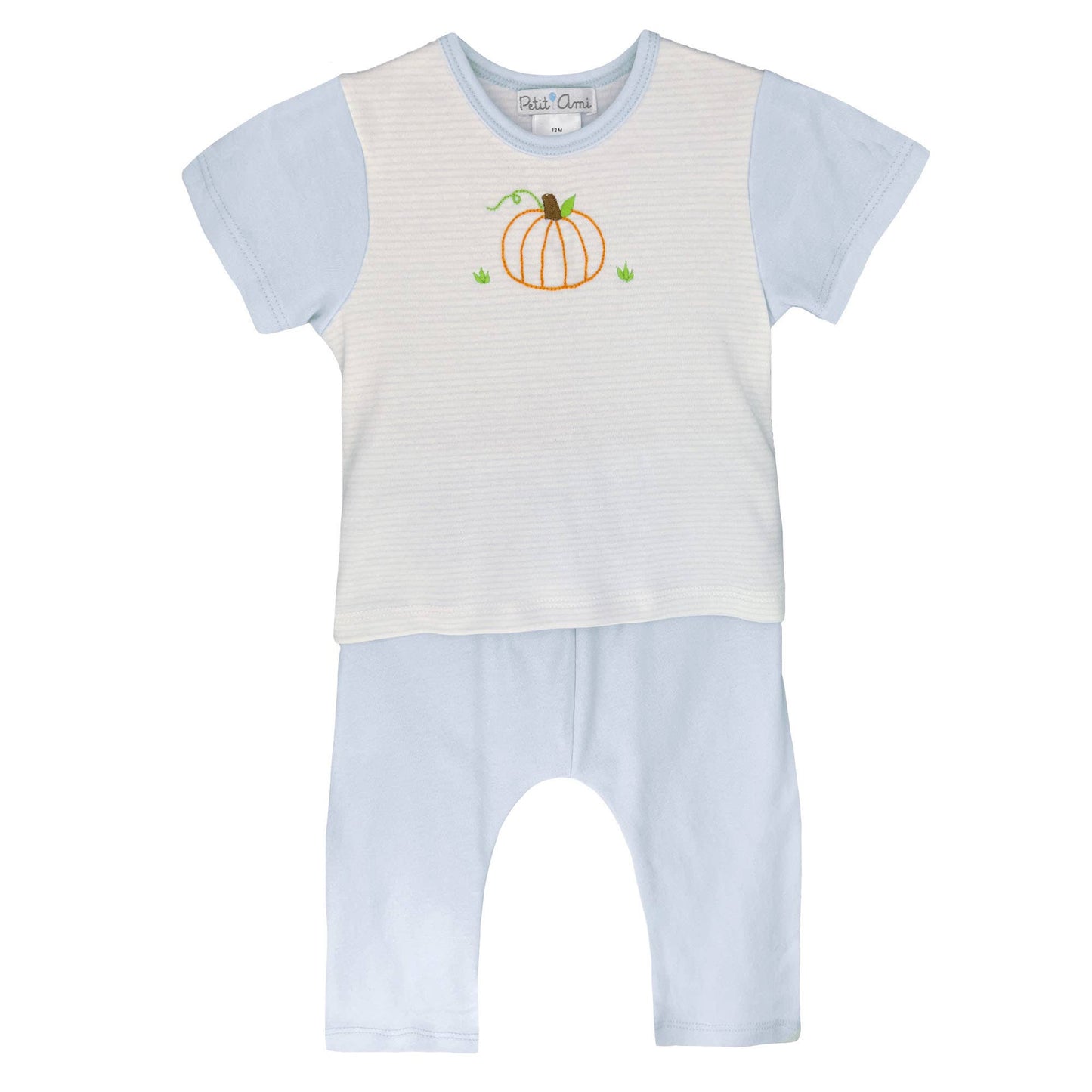 Pumpkin Embroidered Knit Top & Pant Set