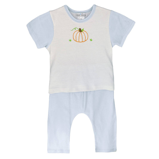 Pumpkin Embroidered Knit Top & Pant Set