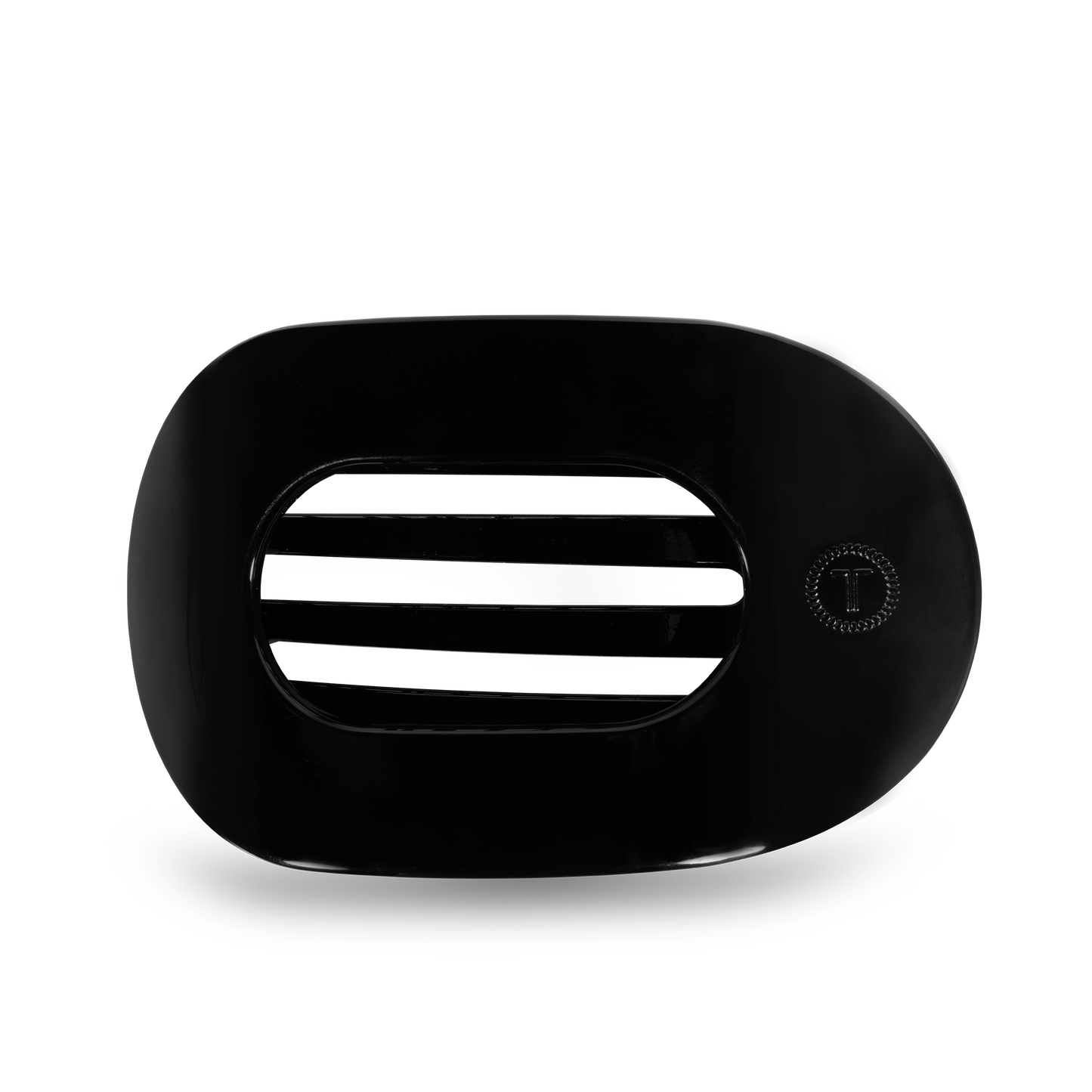 Jet Black Small Flat Round Hair Clip