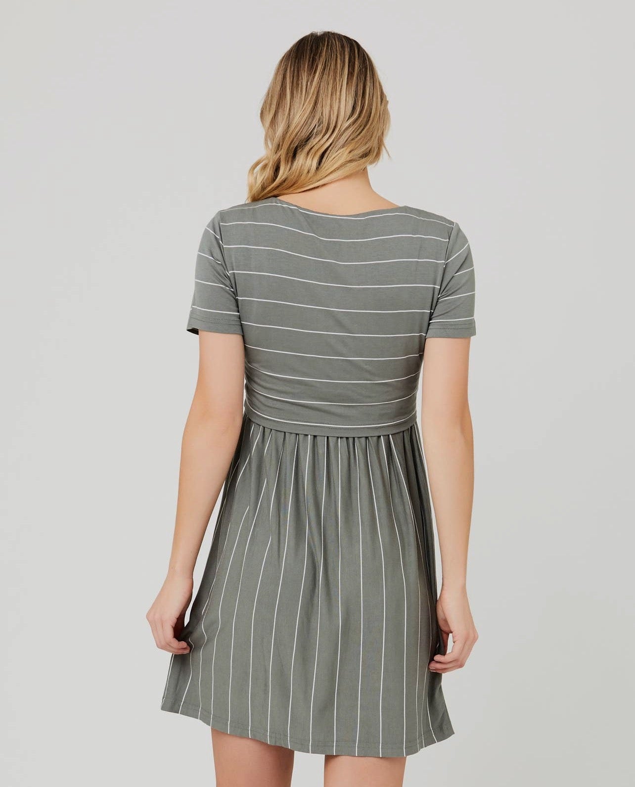 Crop Top Nursing Dress Olive / White