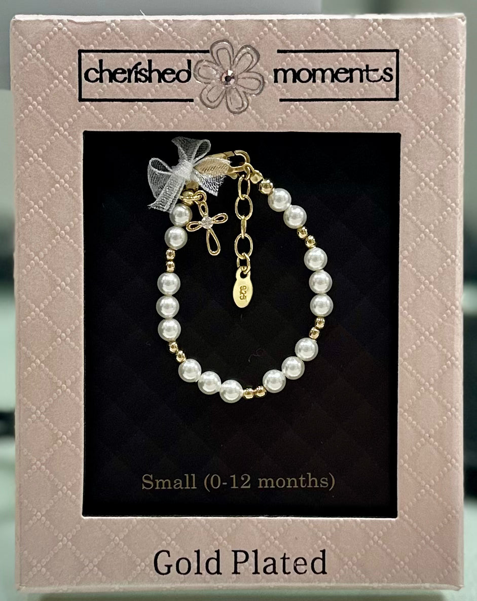 14k Gold Plated Pearl Cross