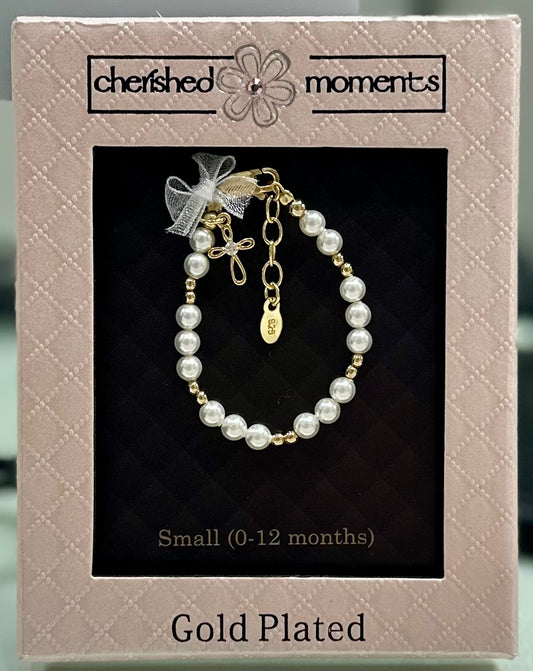 14k Gold Plated Pearl Cross