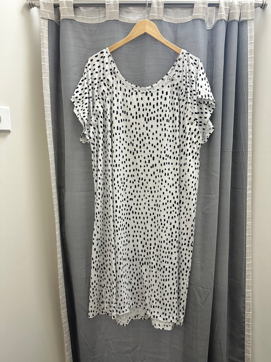 black polka dot hospital gown