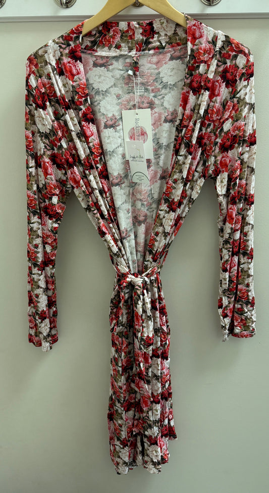 Crimson Bloom Mom Robe