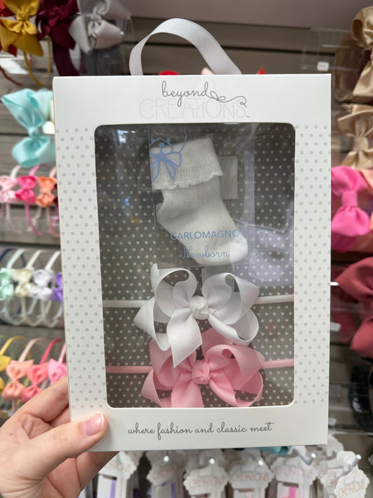 White Sock Bow Set