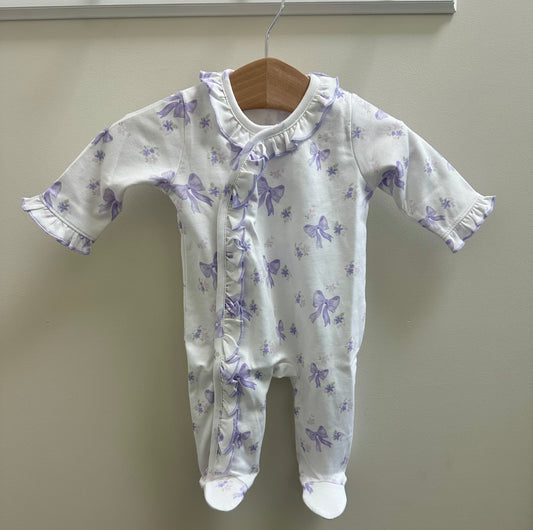 Lavender Bows Footie with Ruffles