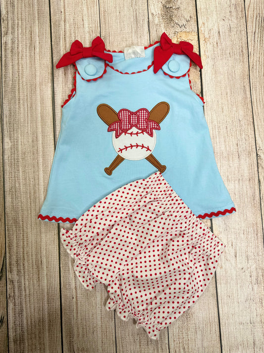 Girl Baseball Bloomer Set