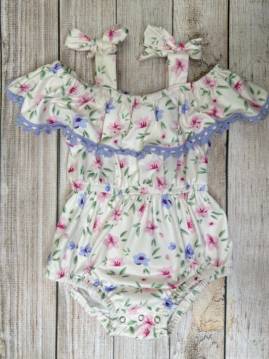 Purple Floral Romper
