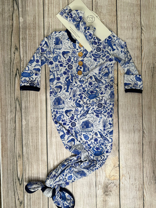 Southern Blues Gown w/ Bow