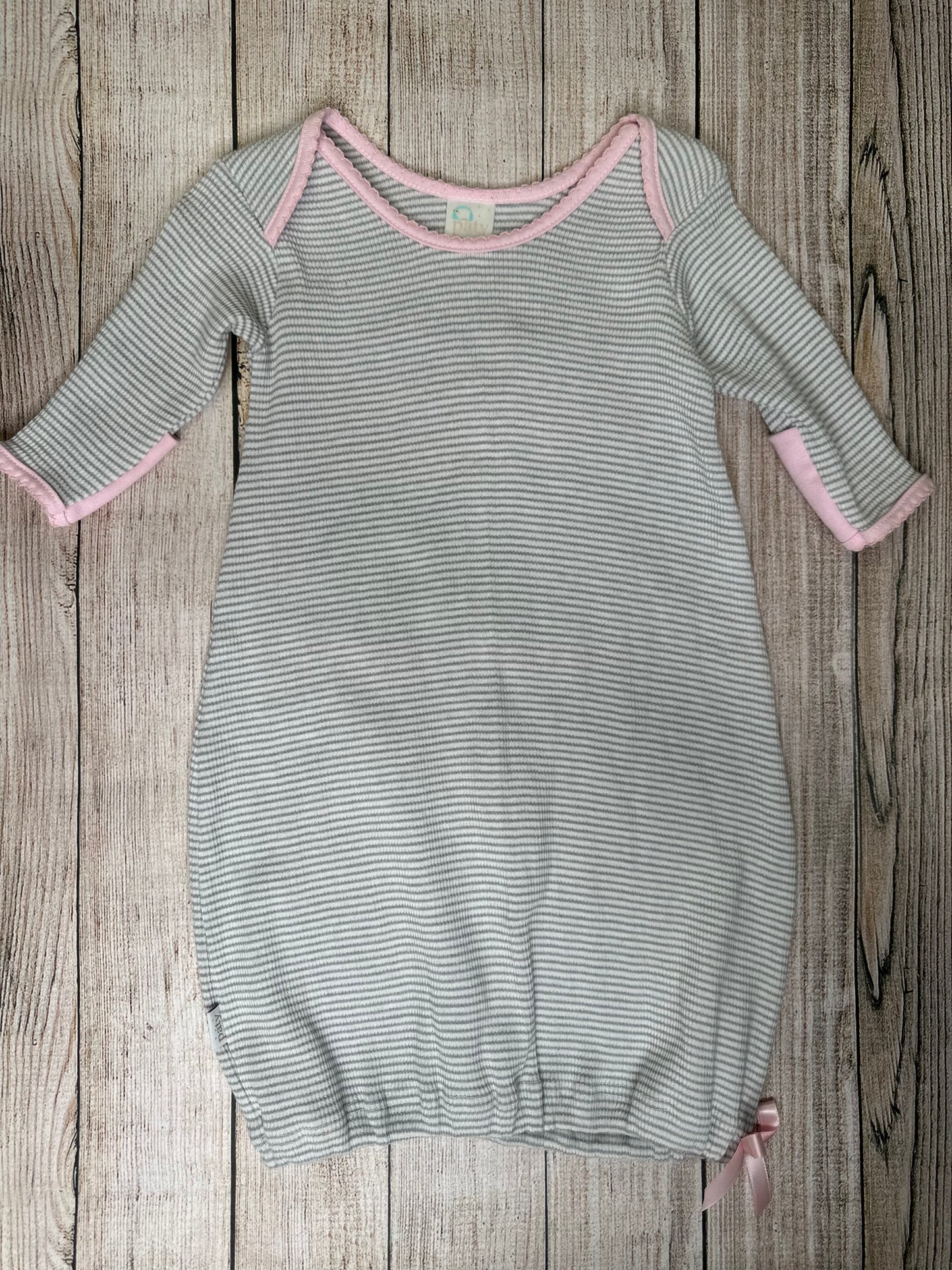 Grey & White Stripes With Pink Trim Gown