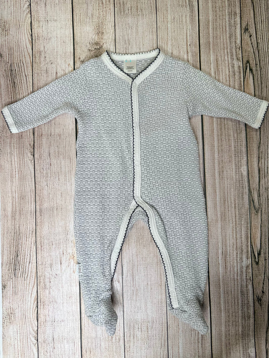 Grey & White Footie With Blue trim
