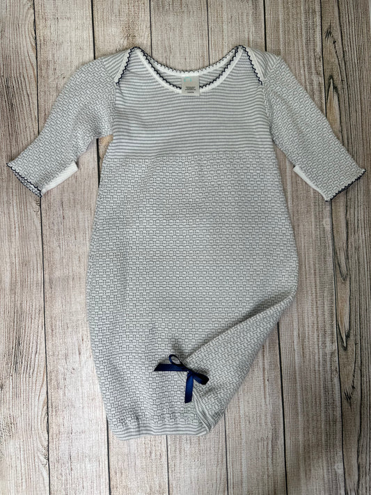 Grey & White Gown With Blue Trim