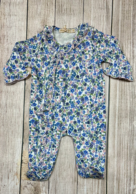 Blue Flower Footie Sleeper