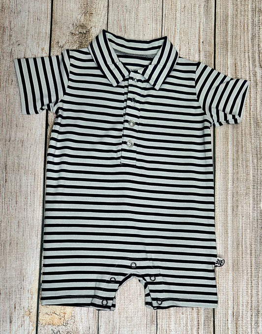 Navy/Grey Striped Romper