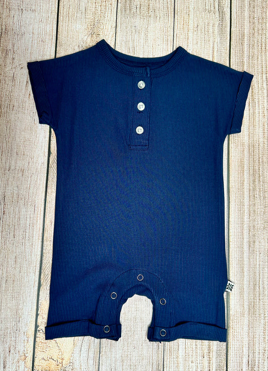 Navy Ribbed Romper