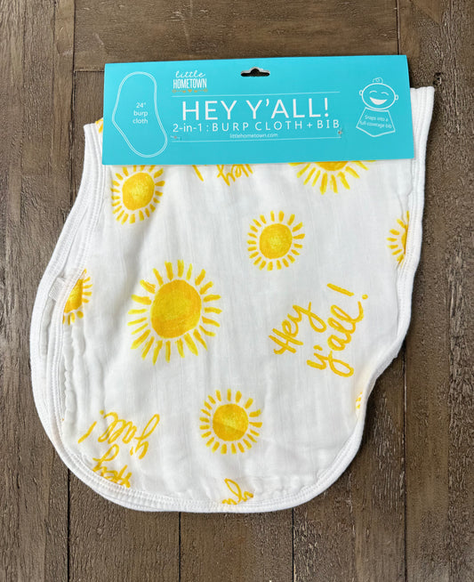 Hey Y'all! Burp Cloth/Bib