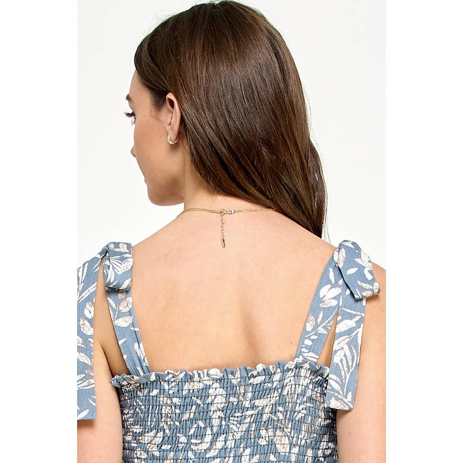 Light Blue Smocked Sleeveless Maternity Midi Dress: Denim