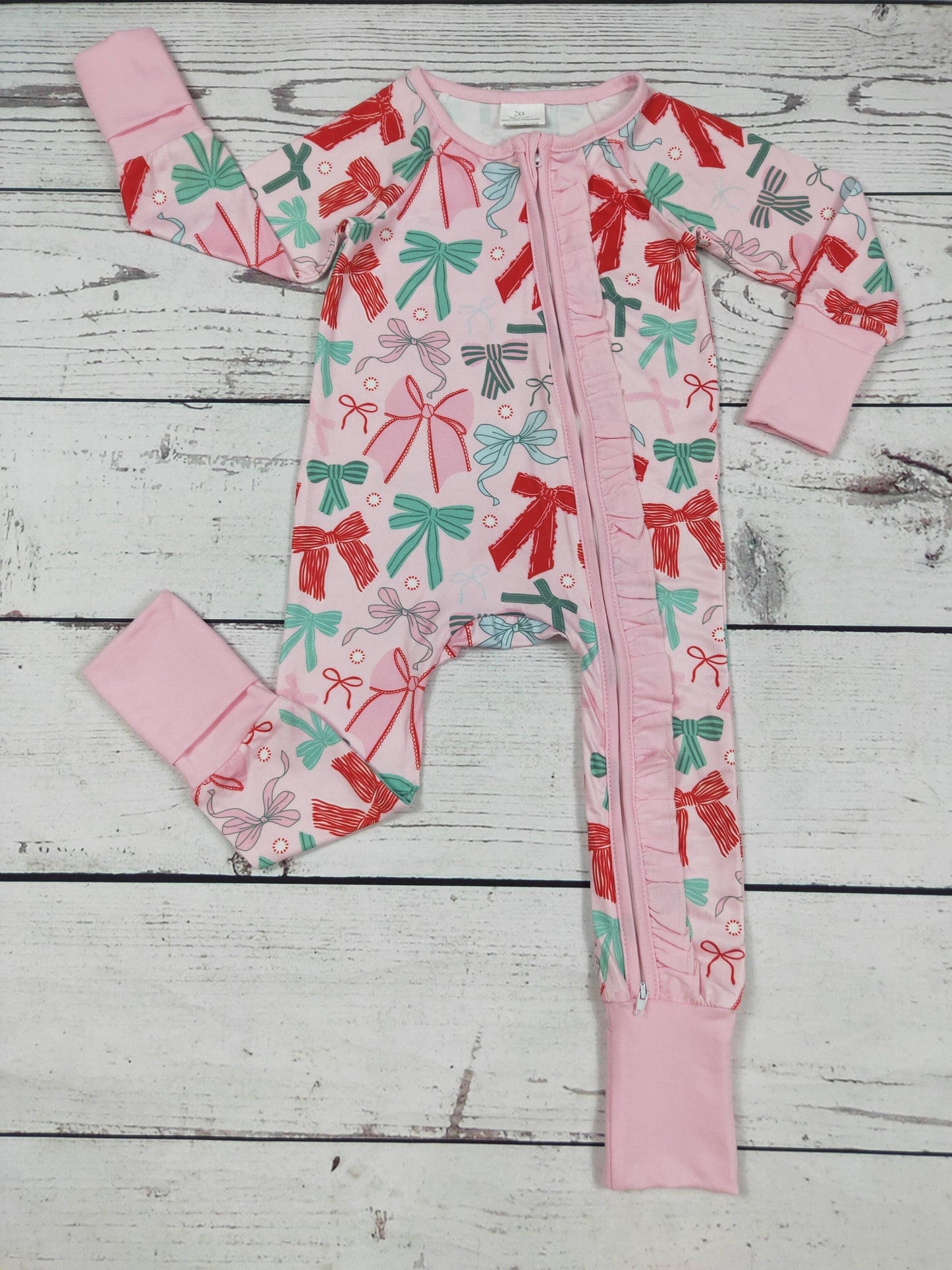 Baby Girl Multi Colors Bow Printed Zipper Sleeper