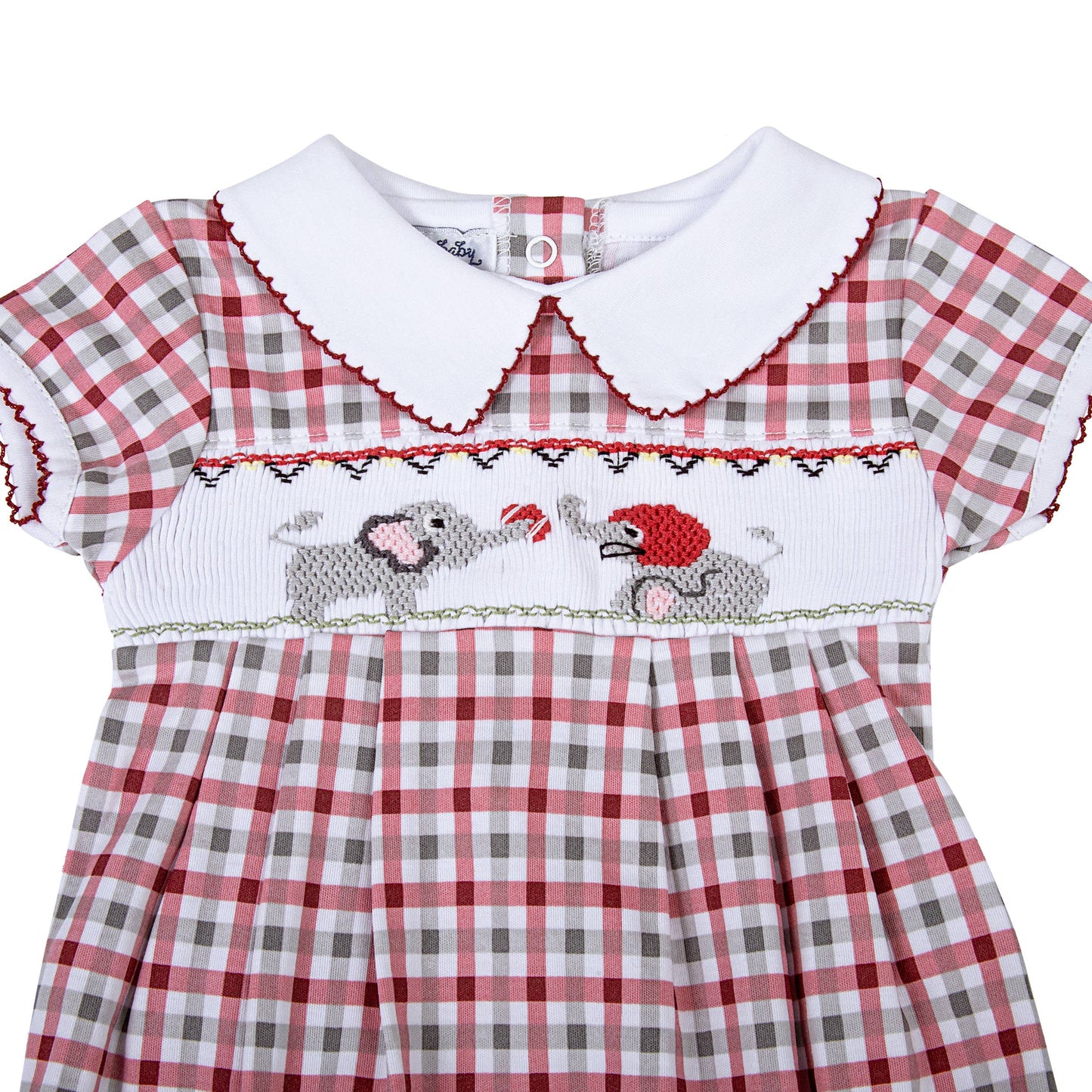 Elephant Football Crimson Smocked Collared S/S Boy Bubble