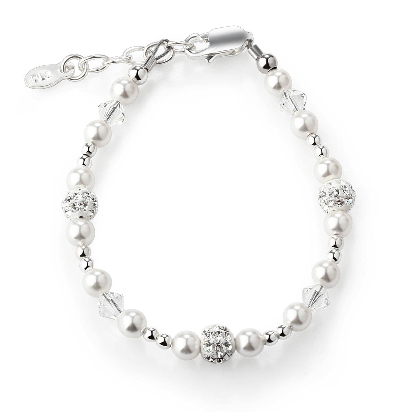 Girls Sterling Silver Pearl Baby or Childs Bracelet for Kids