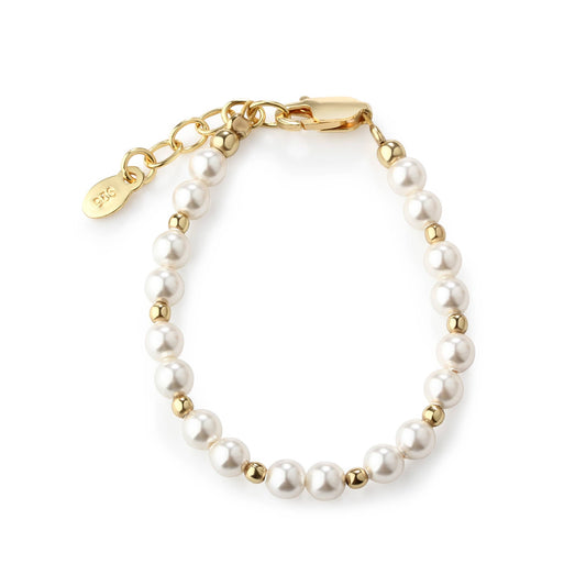 Brynn Girls 14K Gold-Plated Pearl Baby Bracelet Children's Jewelry: Small 0-12m