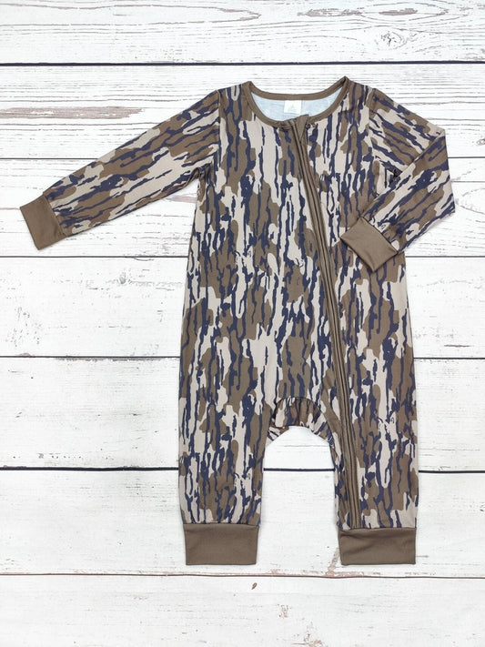 Baby Dark Camouflage Print Zip Sleeper