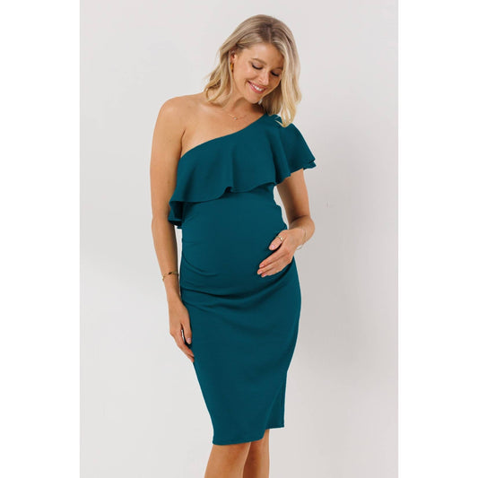 One Shoulder Ruffle Maternity Dress