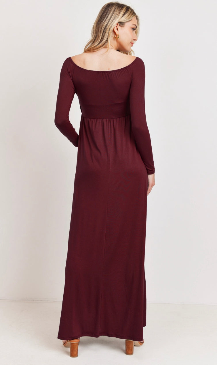 Burgundy Maxi Maternity Dress