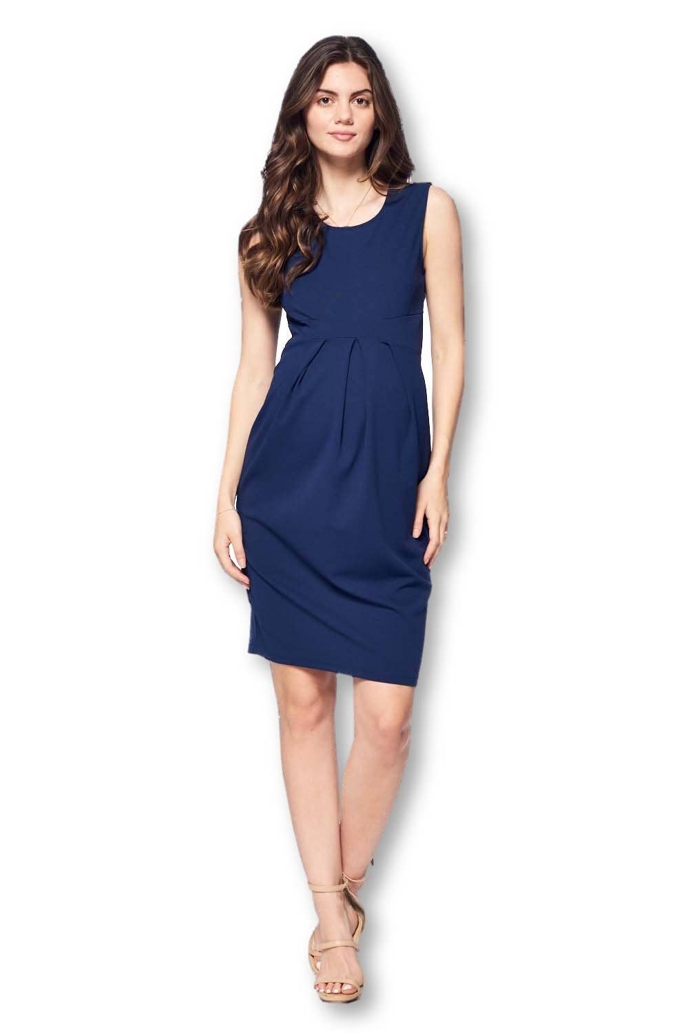 Front Pleated Knee Length Maternity Dress