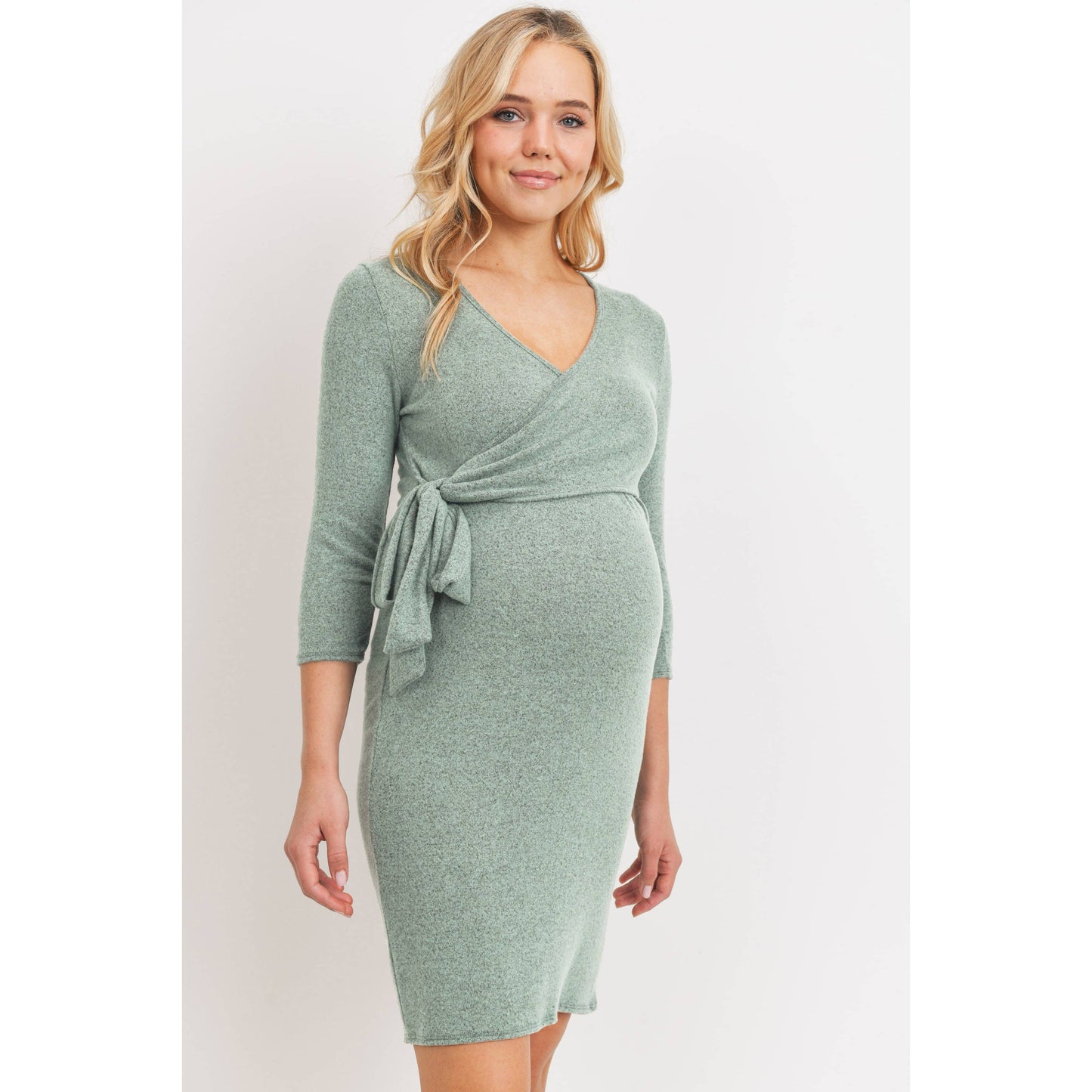Brushed Hacci Maternity Nursing Wrap Dress