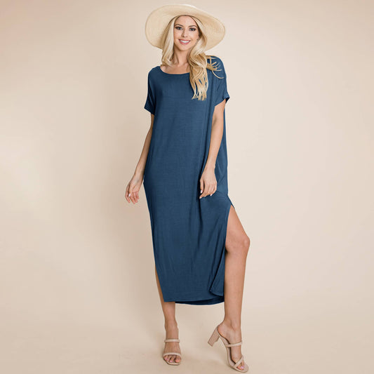 Side Split Maxi Tee Dress