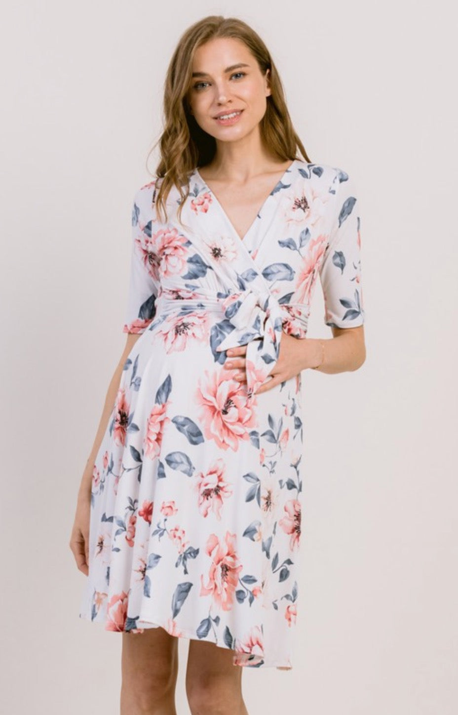White Floral Wrap Dress
