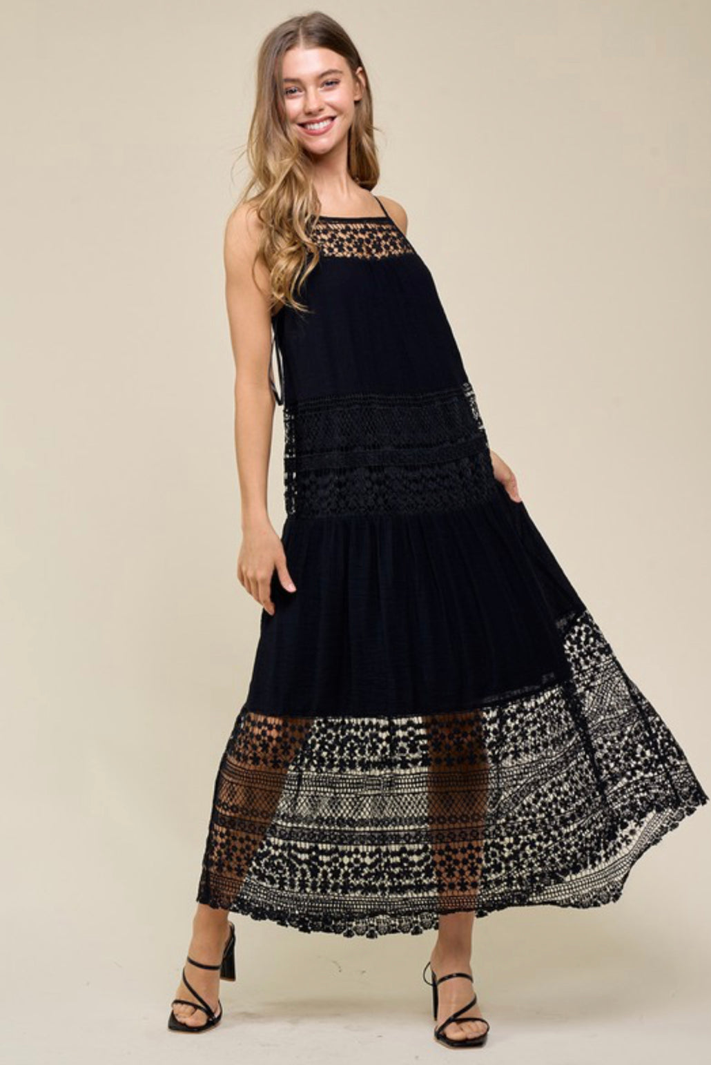 Black Lace Midi Dress
