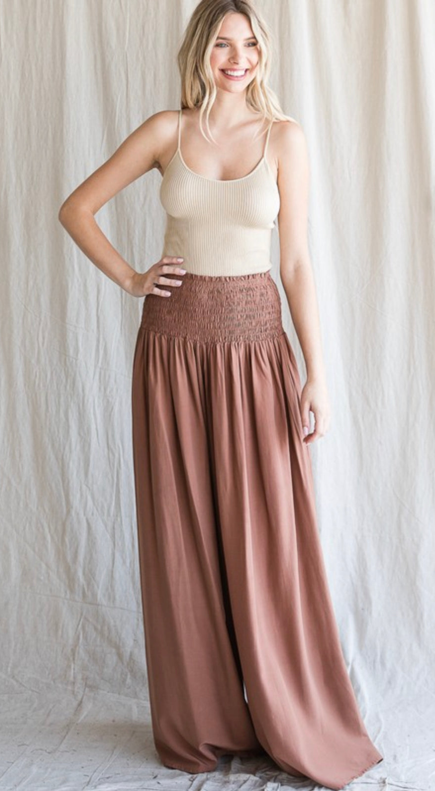 Smocked Waist Palazzo Pants