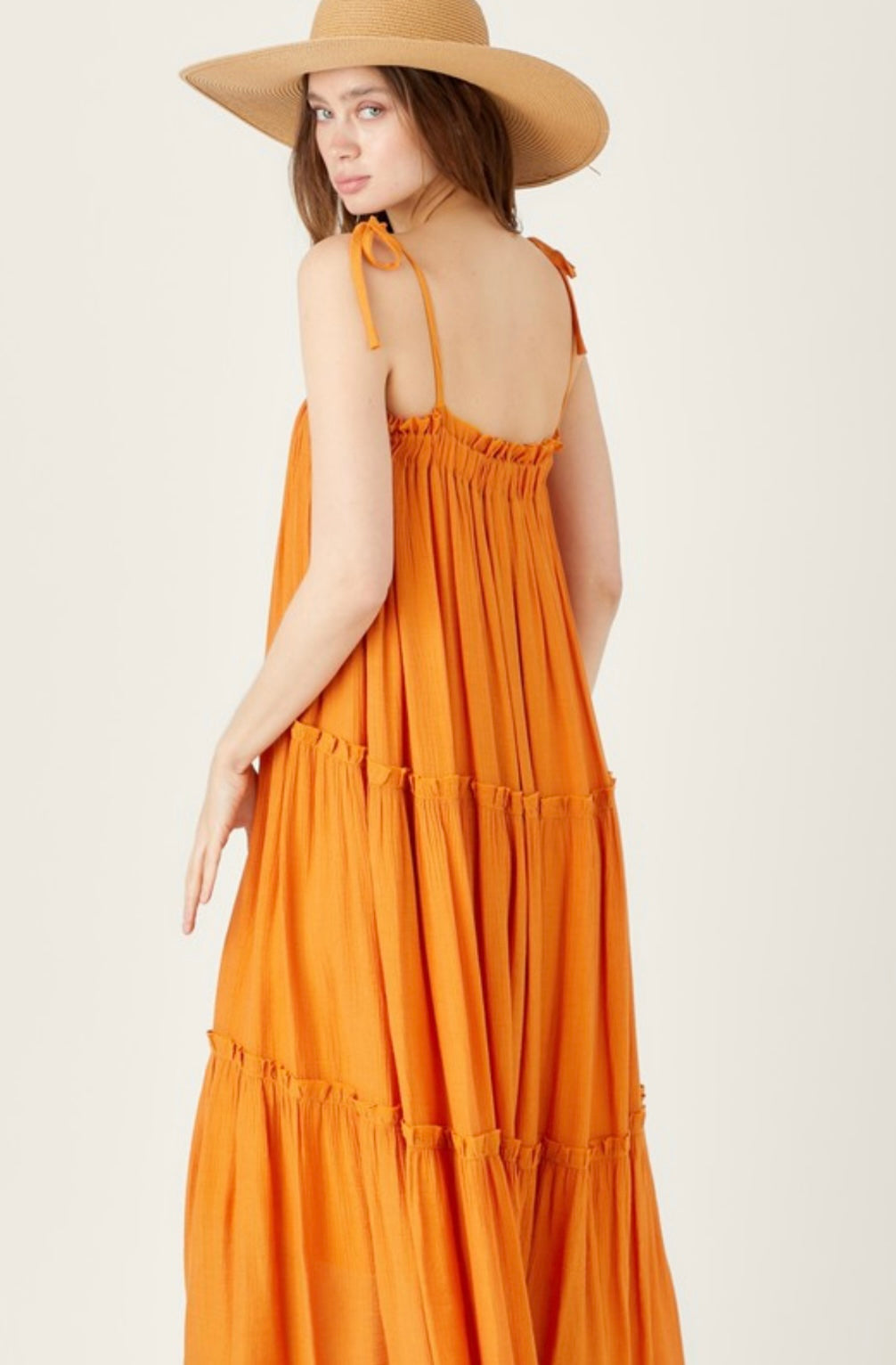 RUFFLE TIERED MAXI DRESS WITH STRAPS