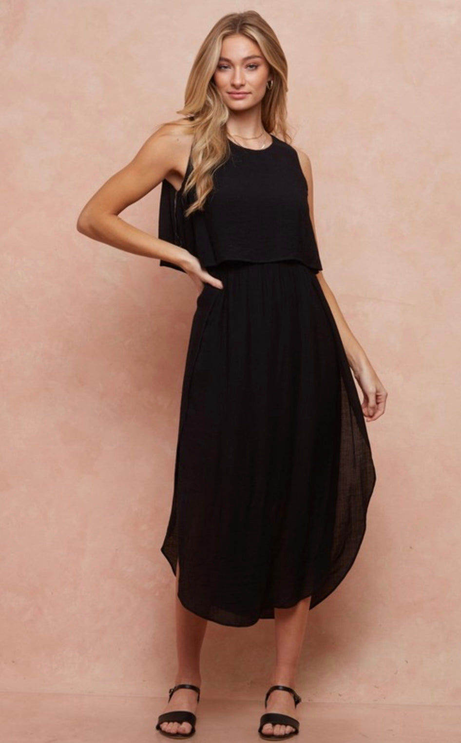 Linen Layered Tulip Hem Dress