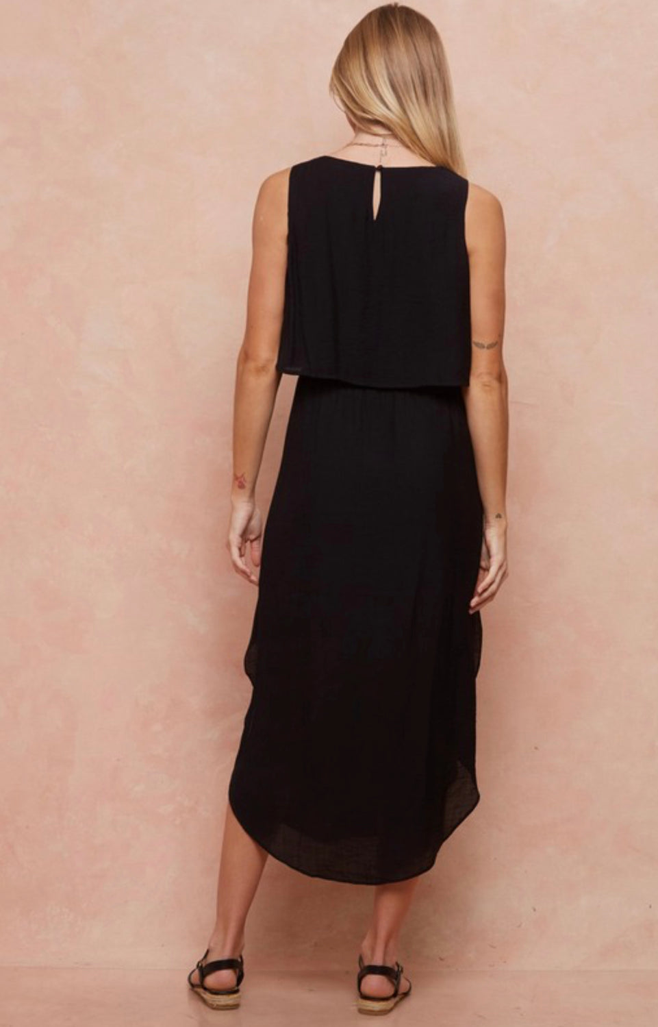 Linen Layered Tulip Hem Dress