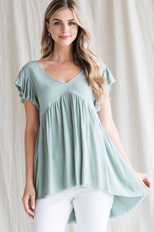 Linen V-Neck Top