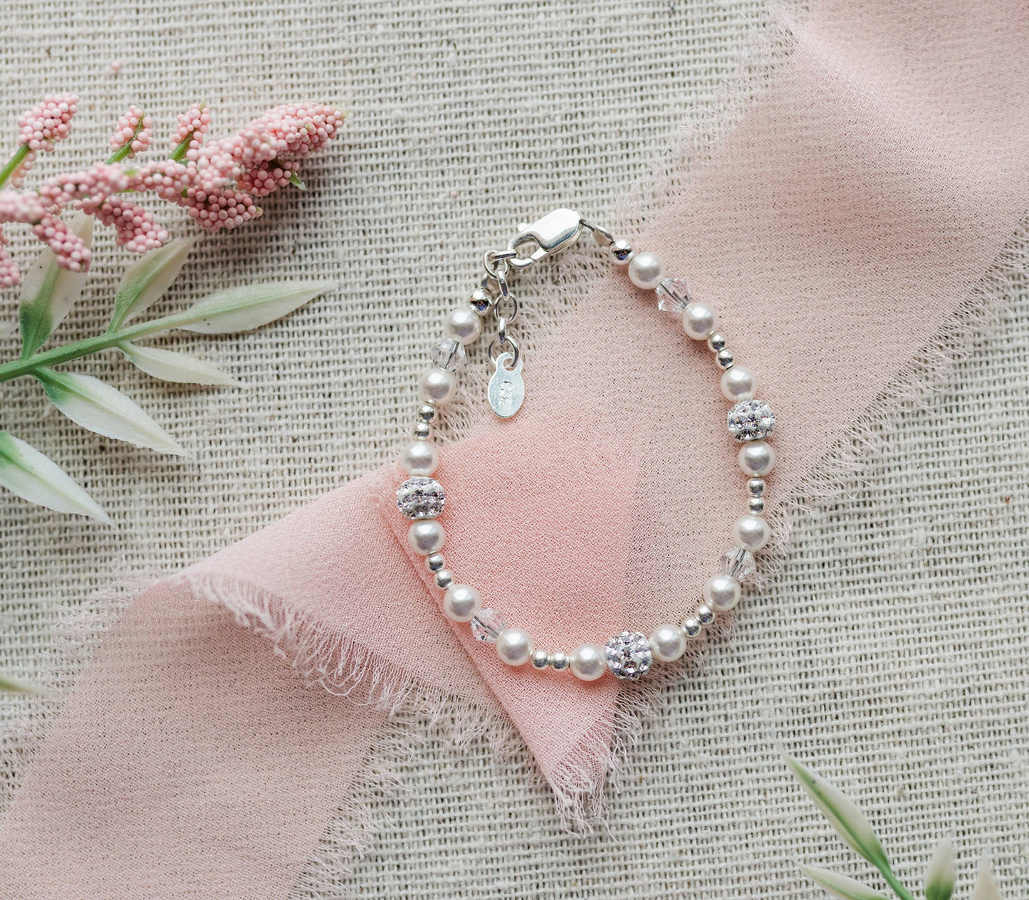 Girls Sterling Silver Pearl Baby or Childs Bracelet for Kids