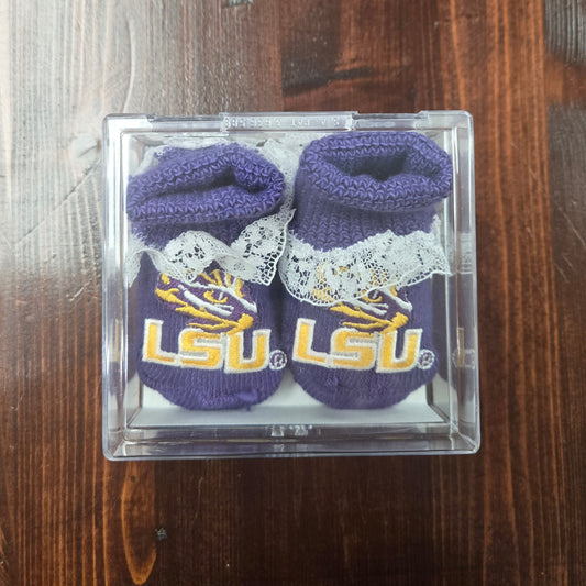 LSU Booties w/ Lace Trim
