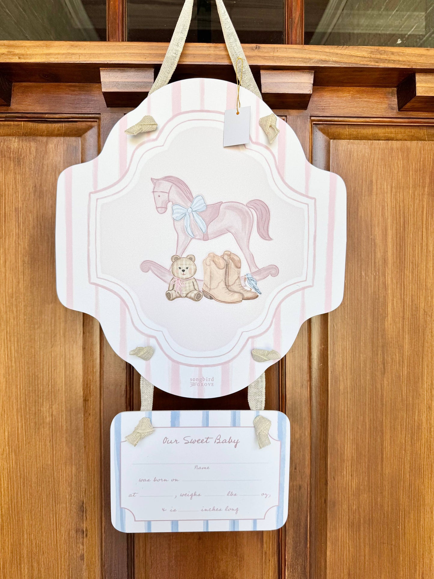 Baby Girl Rocking Horse Hospital Door Hanger